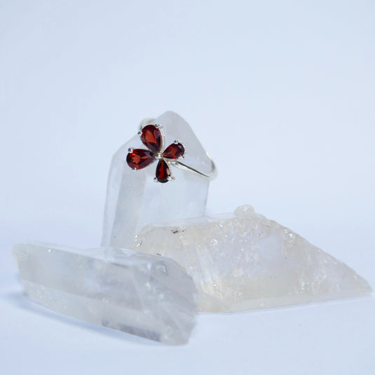 Garnet A-Grade Flower - Rings - Keshet Crystals in Petersfield
