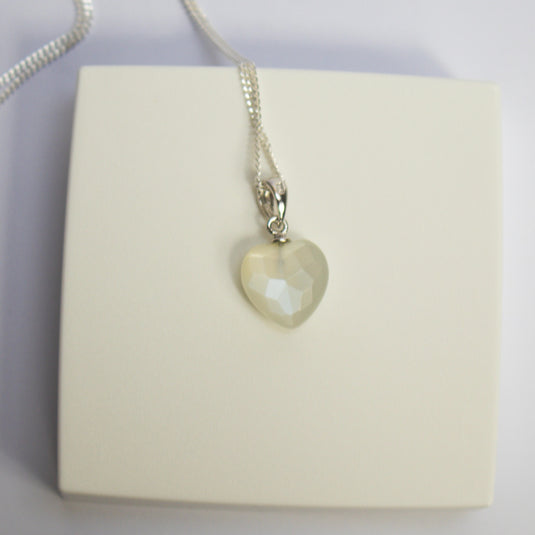 Faceted Moonstone Heart - Necklaces - Keshet Crystals in Petersfield