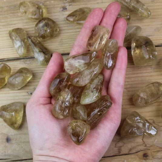 African Citrine in Hand - Tumblestones - Keshet Crystals in Petersfield