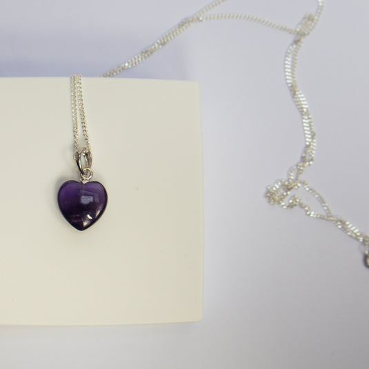 AA Grade Amethyst Heart With Chain  - Necklaces - Keshet Crystals in Petersfield