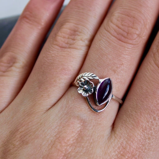 Amethyst Flower & Leaf - Rings - Keshet Crystals in Petersfield