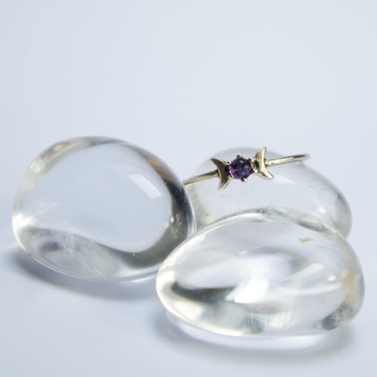 Amethyst Moon Phases with Crystals - Rings - Keshet Crystals in Petersfield