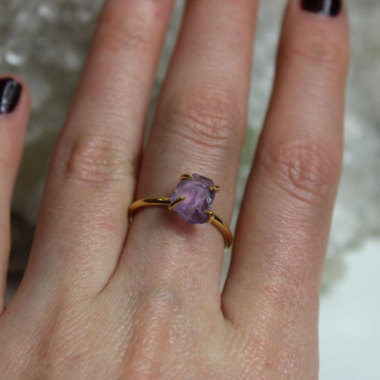 Raw Amethyst, 18ct Gold Vermeil, Ring, Jewellery, Gemstone