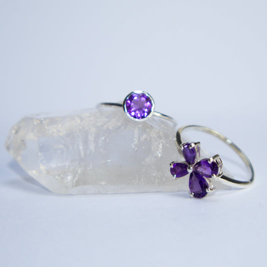 Amethyst A-Grade Flower with Crystals - Rings - Keshet Crystals in Petersfield