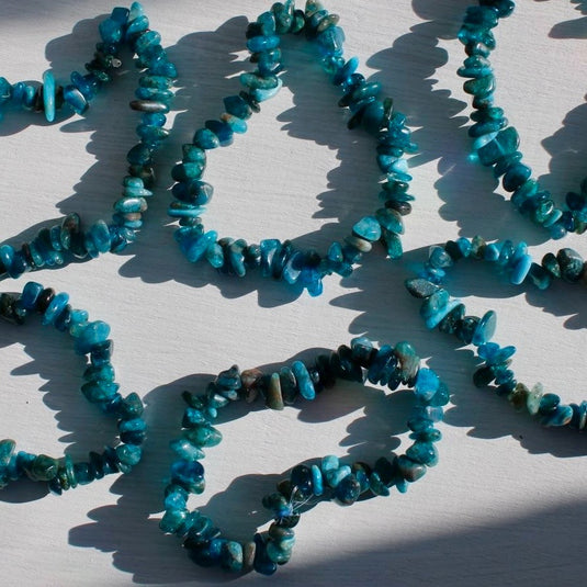 Apatite Chip Close Up - Bracelets - Keshet Crystals in Petersfield