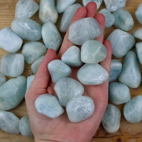 Beryl in Hand - Tumblestones - Keshet Crystals in Petersfield