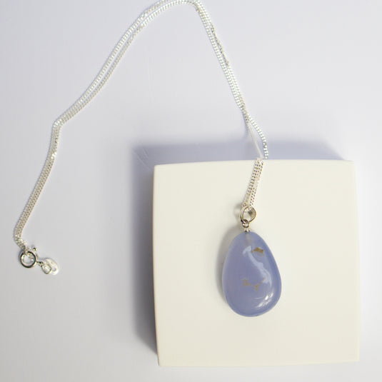 Blue Chalcedony Drop - Necklaces - Keshet Crystals in Petersfield