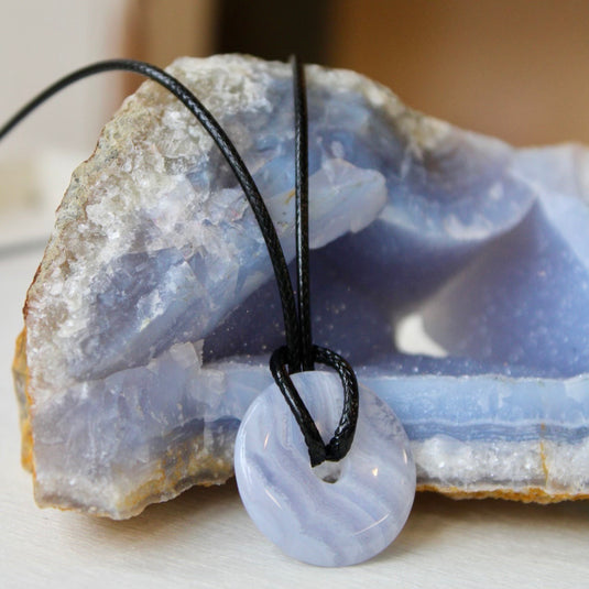 Blue Lace Agate on Crystal - Necklaces - Keshet Crystals in Petersfield
