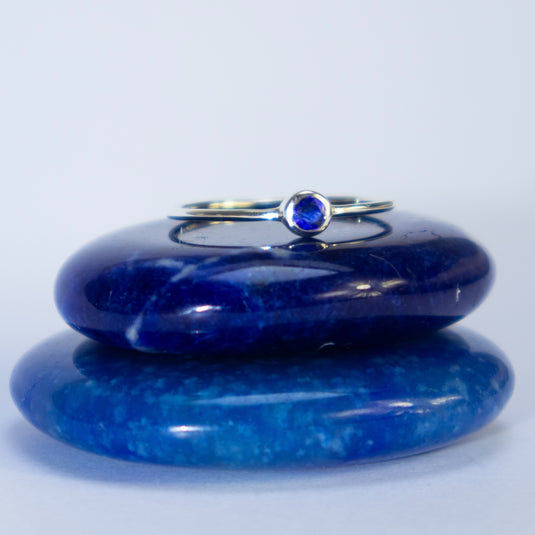 Sapphire Dainty Circle on Blue Crystals - Rings - Keshet Crystals in Petersfield