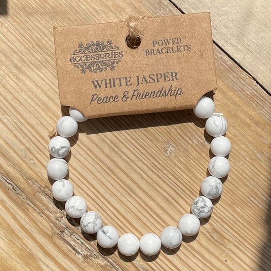 White Jasper / Howlite Bracelet for Peace & Friendship - Bracelets - Keshet Crystals in Petersfield