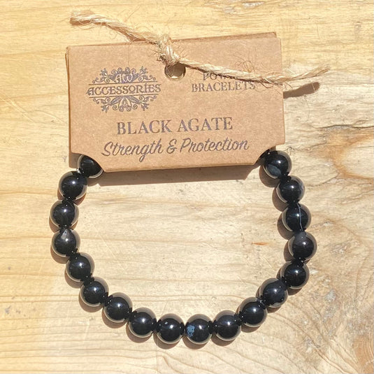 Black Agate Bracelet for Protection & Strength - Bracelets - Keshet Crystals in Petersfield
