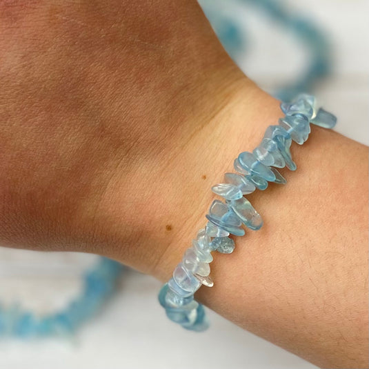 Aquamarine Chip Bracelet for Self Expression - Bracelets - Keshet Crystals in Petersfield