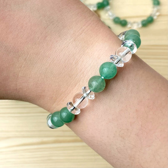 Clear Quartz & Green Aventurine Bracelet - Bracelets - Keshet Crystals in Petersfield