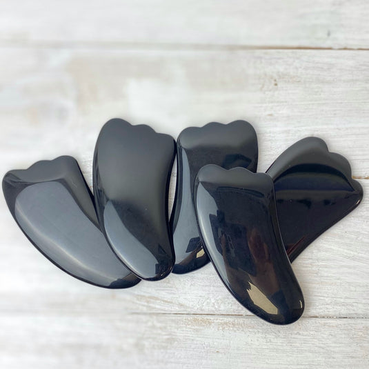 Black Obsidian Facial Guasha - Carvings - Keshet Crystals in Petersfield