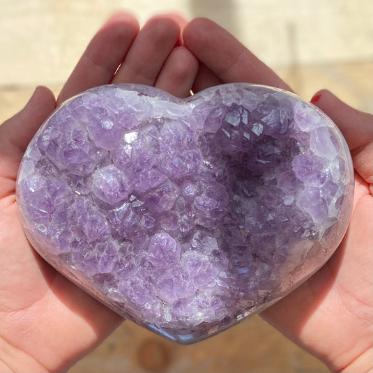 Amethyst Heart Geode with Blue Lace Agate Banding - Carvings - Keshet Crystals in Petersfield