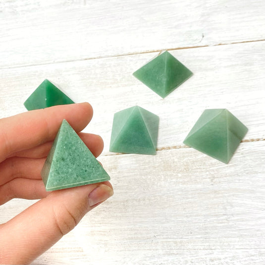 Green Aventurine Pyramid for Luck & Optimism - Carvings - Keshet Crystals in Petersfield