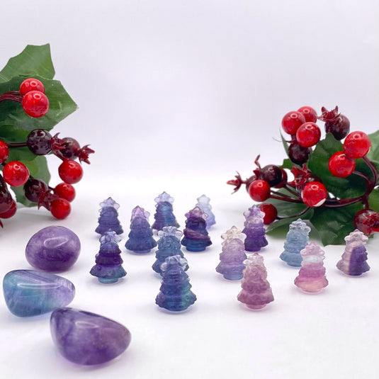 Fluorite Christmas Tree for Focus, Aura Cleansing & Christmas Cheer - Carvings - Keshet Crystals in Petersfield