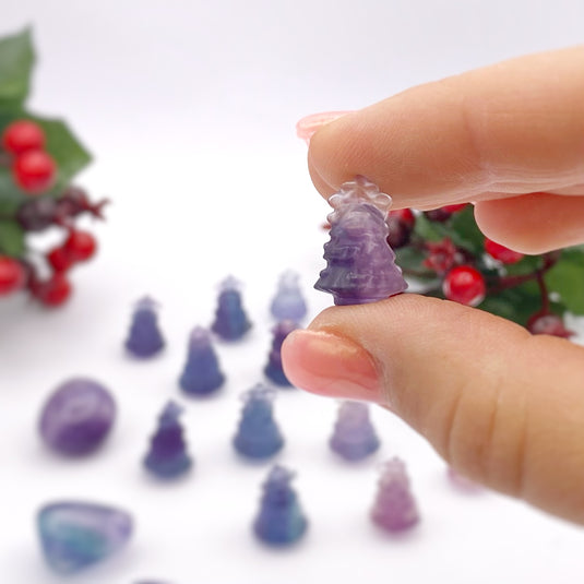 Fluorite Christmas Tree for Focus, Aura Cleansing & Christmas Cheer - Carvings - Keshet Crystals in Petersfield