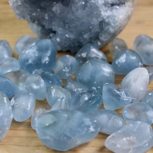 Celestite Close Up - Tumblestones - Keshet Crystals in Petersfield