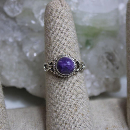 Charoite ring, sterling silver ring, purple gemstone ring, unique jewellery, handmade jewellery