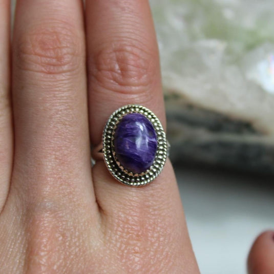 Large Oval Charoite Ring