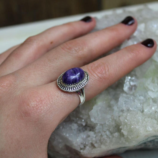 Charoite Sterling Silver Ring