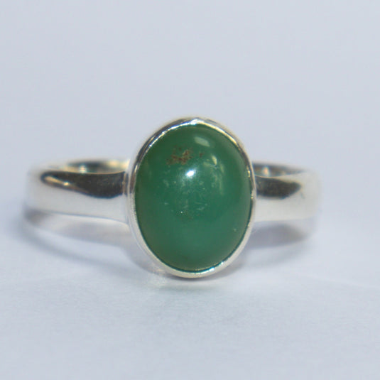 Chrysoprase Oval Silver Chrysoprase Crystal - Rings - Keshet Crystals in Petersfield