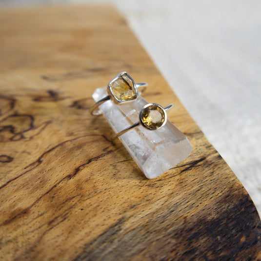 Citrine Faceted Circle and Raw Cut with Crystals - Rings - Keshet Crystals in Petersfield