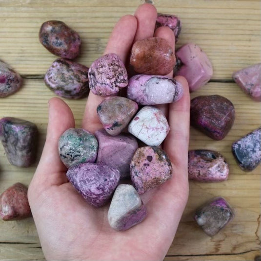 Cobaltoan Calcite in Hand -Tumblestones - Keshet Crystals in Petersfield