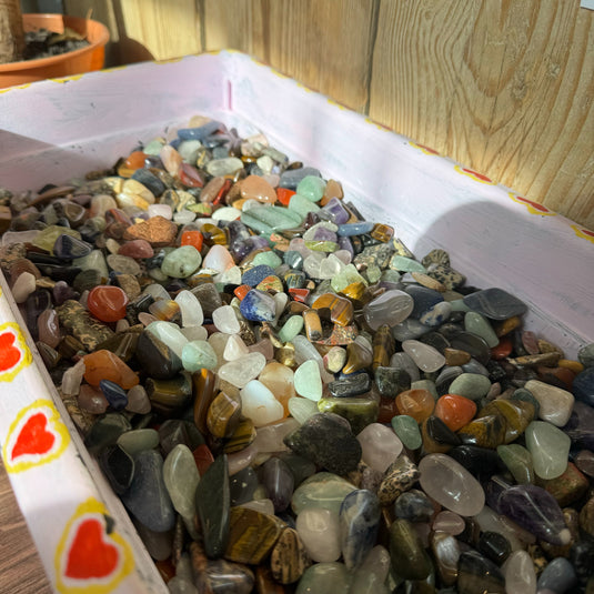 Crystal Confetti Basket with a mixture of colourful stones 