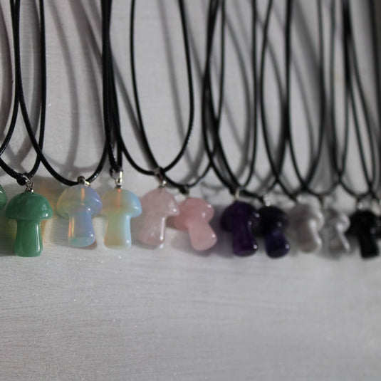 Mushroom Pendants on Cord - Necklaces - Keshet Crystals in Petersfield