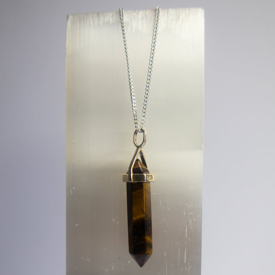 Tiger Eye Double Terminated Point on Selenite - Necklaces - Keshet Crystals in Petersfield
