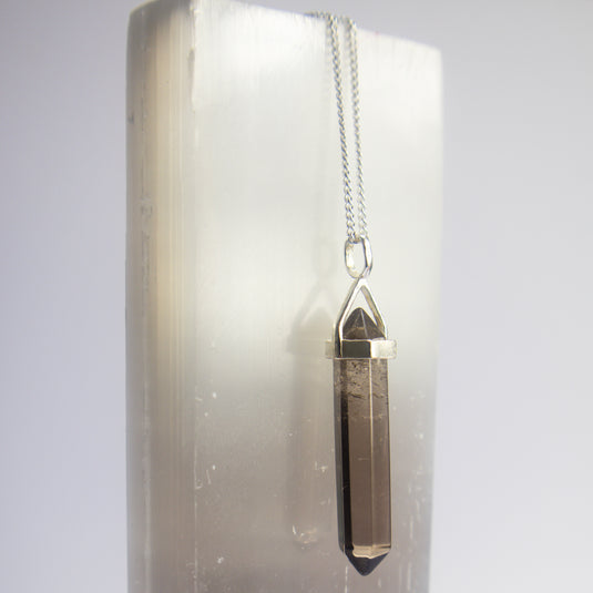 Smokey Quartz Silver Double Terminated Point - Necklaces - Keshet Crystals in Petersfield