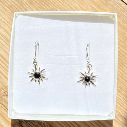 Black Onyx Sun Earrings - Earrings - Keshet Crystals in Petersfield