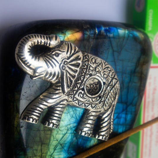 Metal Elephant Incense Burner Close Up - Incense Burners  - Keshet Crystals in Petersfield