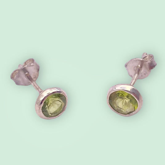 Peridot Circle Studs - Earrings - Keshet Crystals in Petersfield