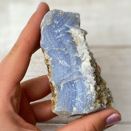 Blue Lace Agate Raw Chunk 10 for Soothing & Calming - Freeforms - Keshet Crystals in Petersfield