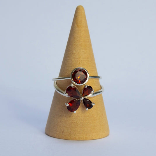 Garnet A-Grade Flower - Rings - Keshet Crystals in Petersfield