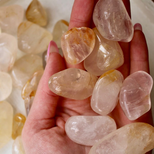 Golden Healer Quartz in Hand - Tumblestones - Keshet Crystals in Petersfield