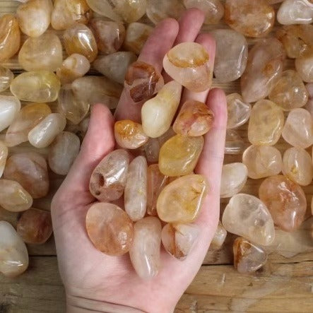 Golden Healer Quartz Polished in Hand - Tumblestones - Keshet Crystals in Petersfield