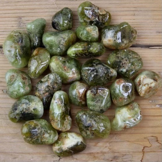 Green Garnet Stones - Tumblestones - Keshet Crystals in Petersfield