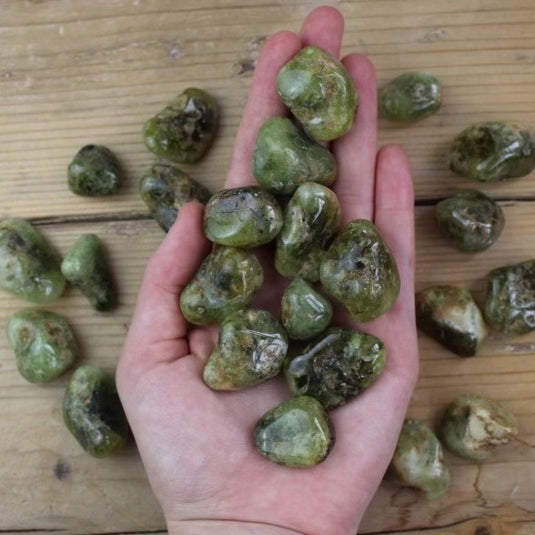 Green Garnet in Hand - Tumblestones - Keshet Crystals in Petersfield