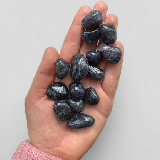 Iolite In Hand - Tumblestones - Keshet Crystals in Petersfield 