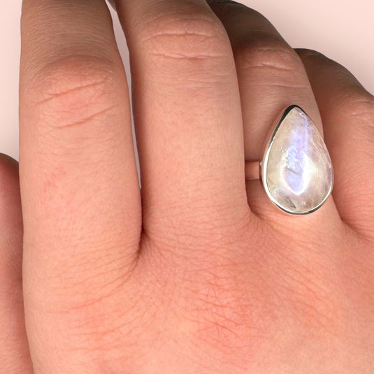 Moonstone Large Tear Drop - Rings - Keshet Crystals in Petersfield