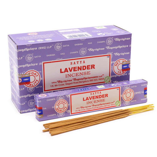 A Purple Box of Satya Lavender Fragranced Incense Sticks