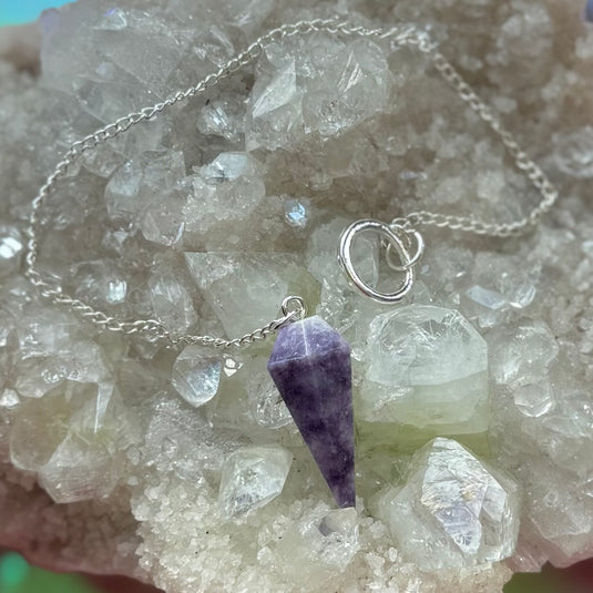 A Lepidolite Pendulum on a Plated Chain