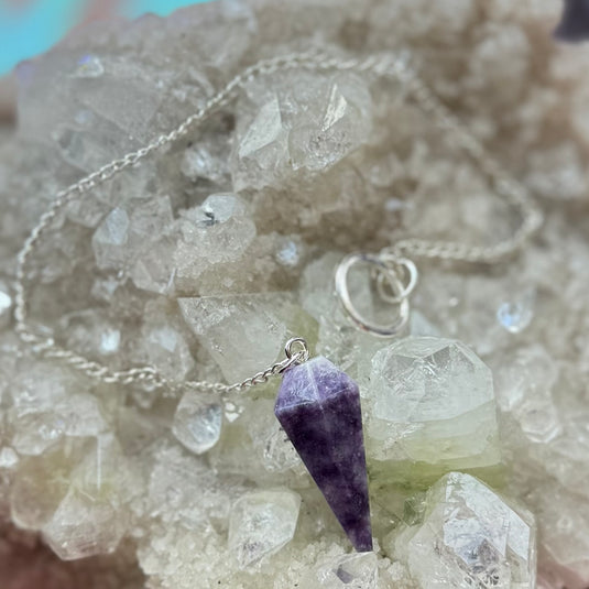 A Lepidolite Pendulum on a Plated Chain