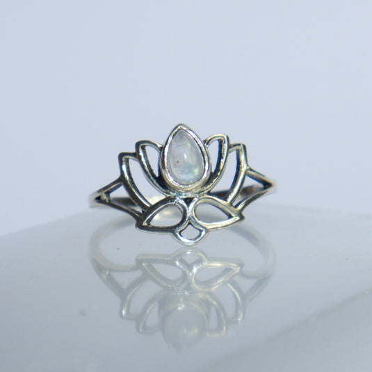 Moonstone Lotus Flower - Rings - Keshet Crystals in Petersfield