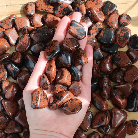 Mahogany Obsidian Crystal in Hand - Tumblestones - Keshet Crystals in Petersfield