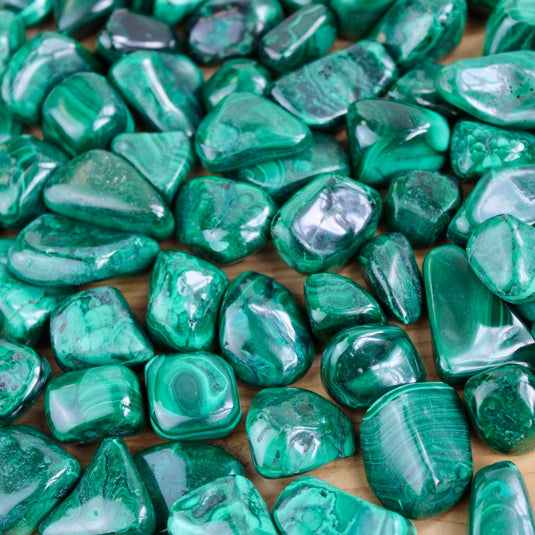 Malachite Close Up - Tumblestones - Keshet Crystals in Petersfield